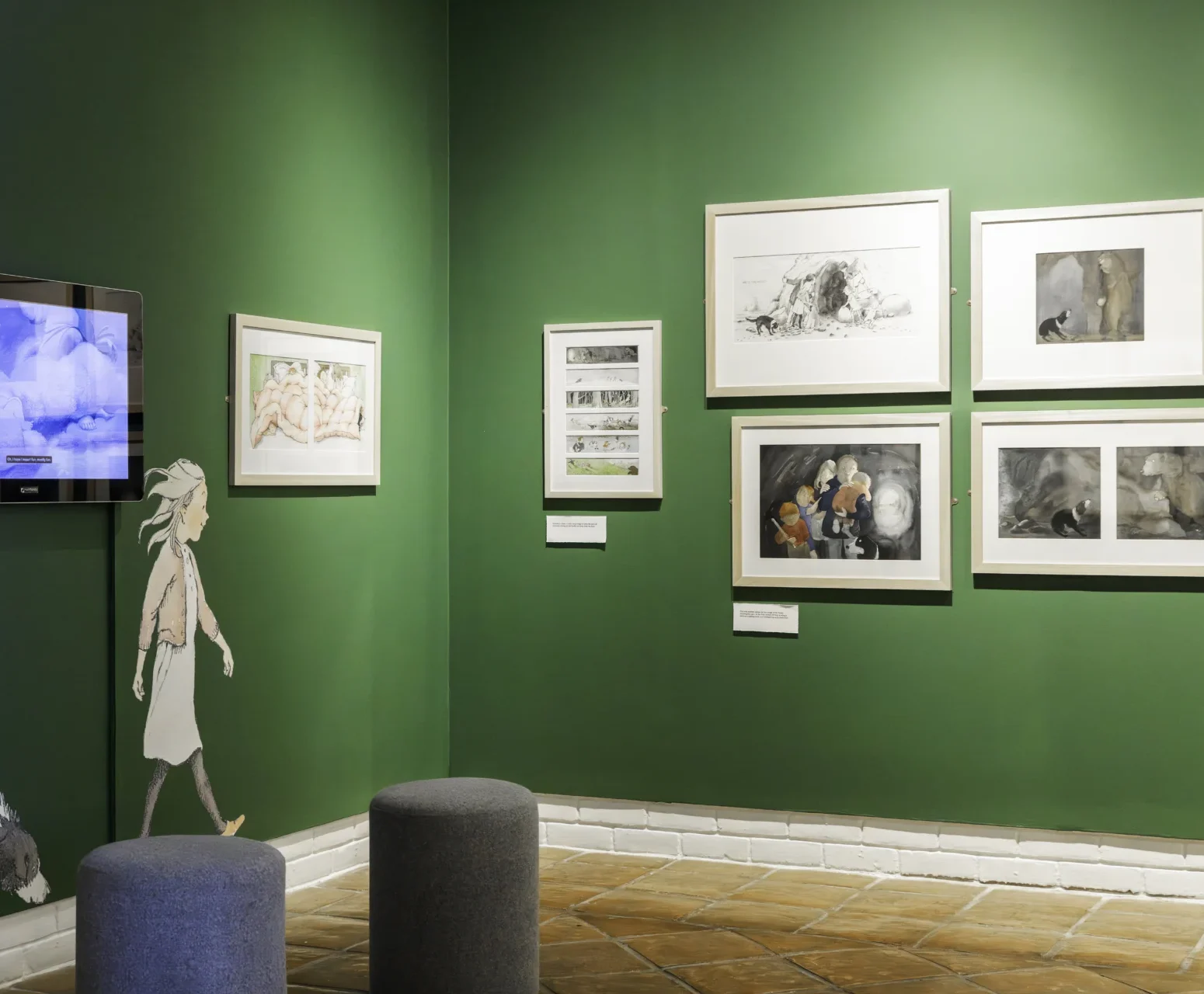 Bear Hunt Artworks on wall at Harley Gallery