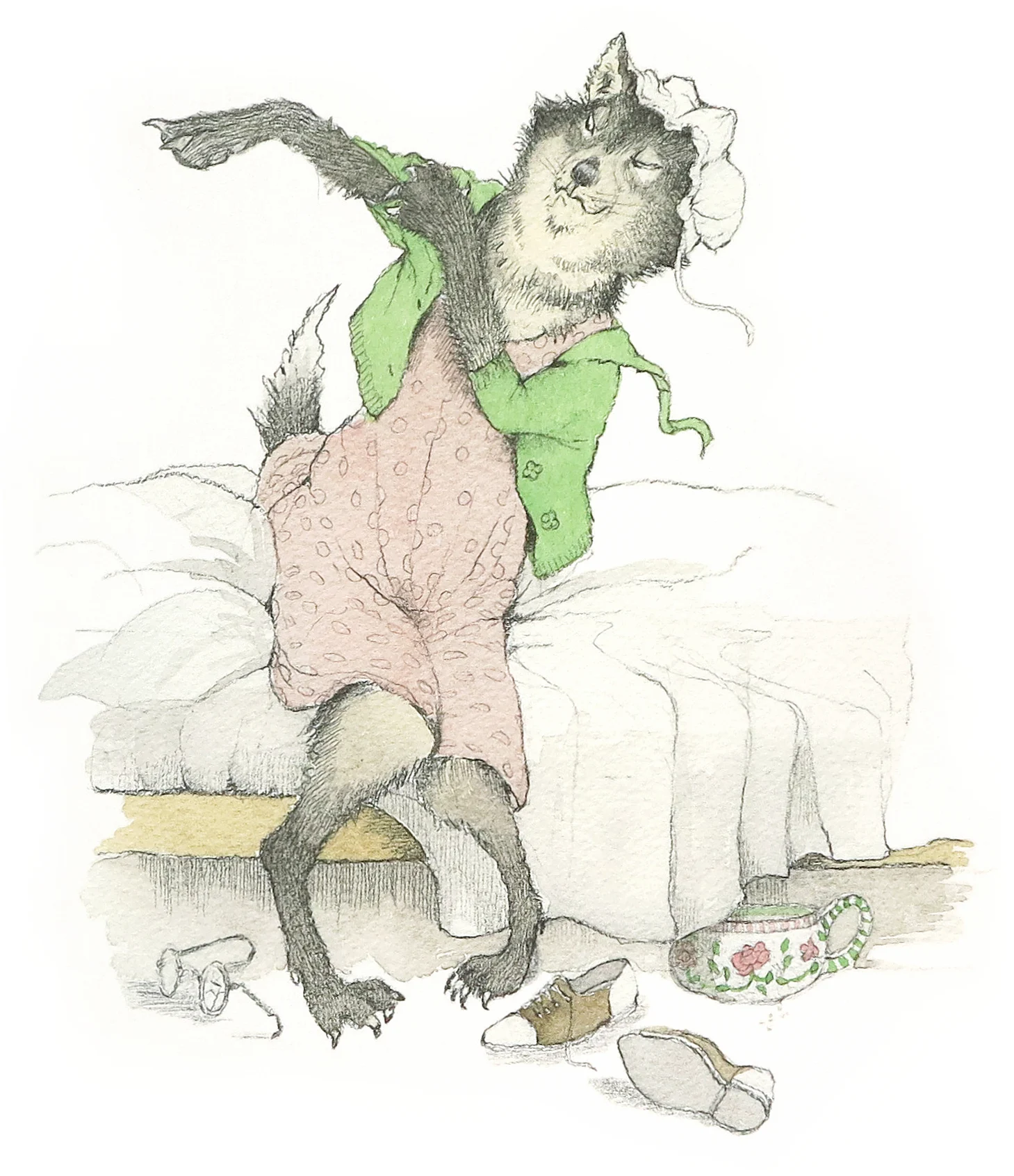 red riding hood, wolf putting on Grandma's clothes